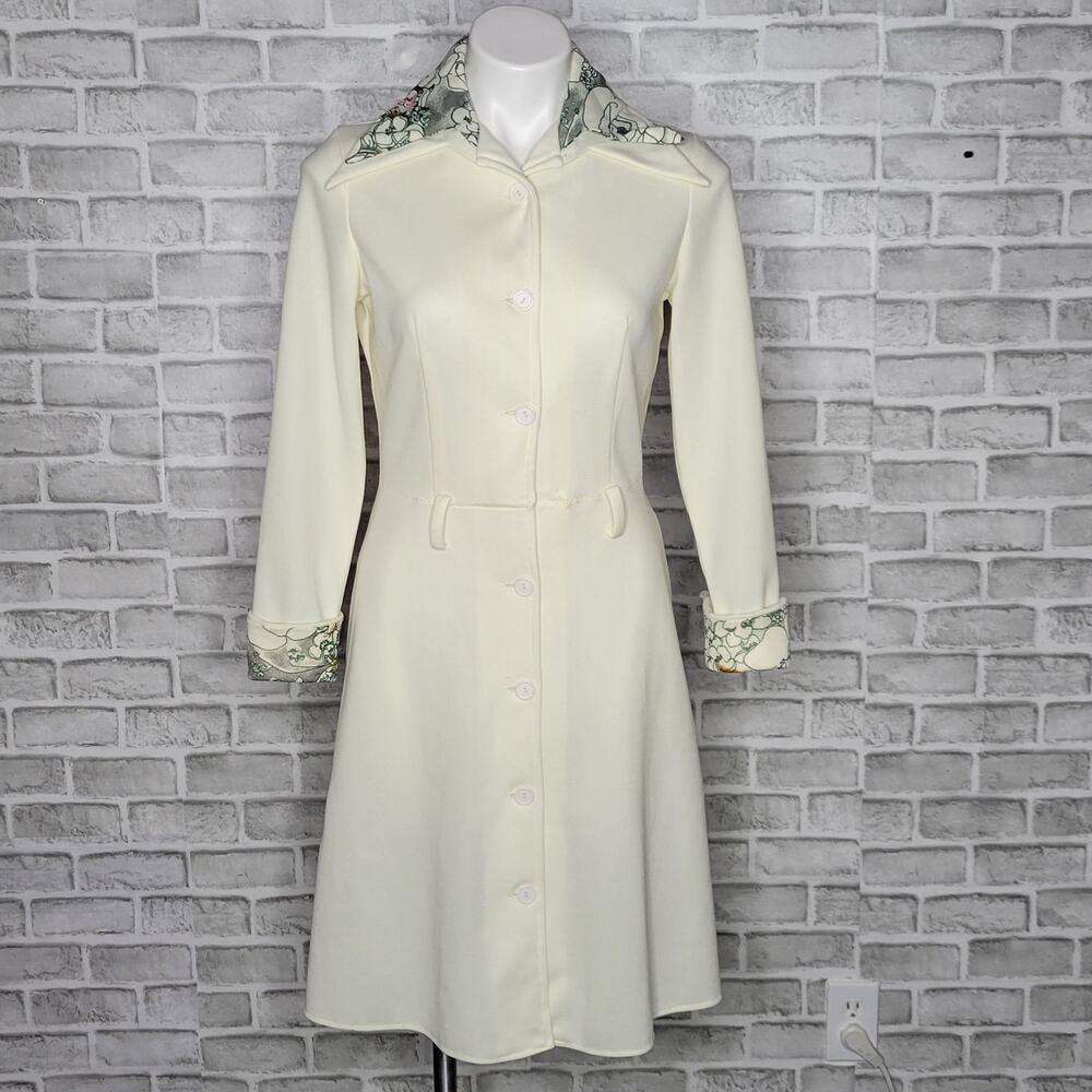 Vintage Double Dagger Floral Collar Long Sleeve Midi Dress